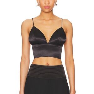 NWT Superdown Black Satin Crop Top